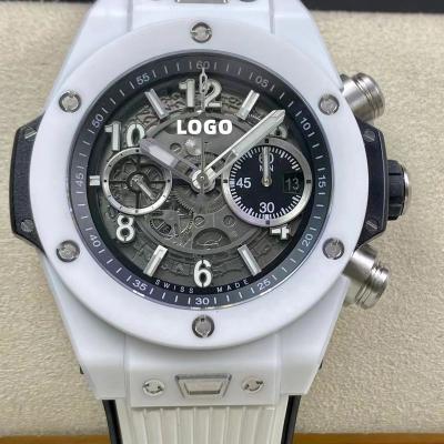 China Factory 45mm HUB Chronograph Movement Sapphire New Brand White Ceramic 1280 Mechanical Watch ZF Top Quality Alarm Luxury Watch for sale