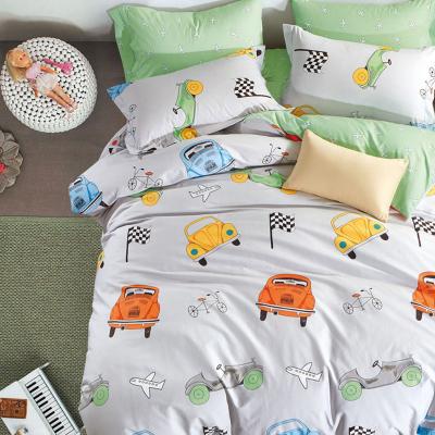 China Amazon Sale Nondisposable Top Wholesale Car Printed Cotton Duvet Cover Adult Cartoon Bedding Set for sale