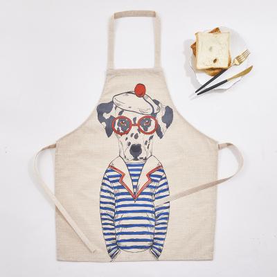 China 100% New OEM Design Eco-friendly Dog Print Polyester Painter Apron Seafood Household Waitress Aprons for sale