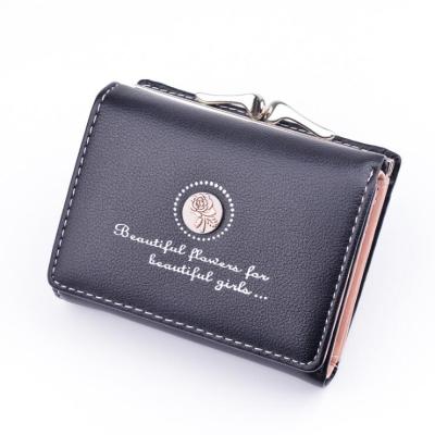 China Multifunctional Wholesale Flower Printed Short PU Leather Coin Carteira Feminina Female Holder Purses for sale