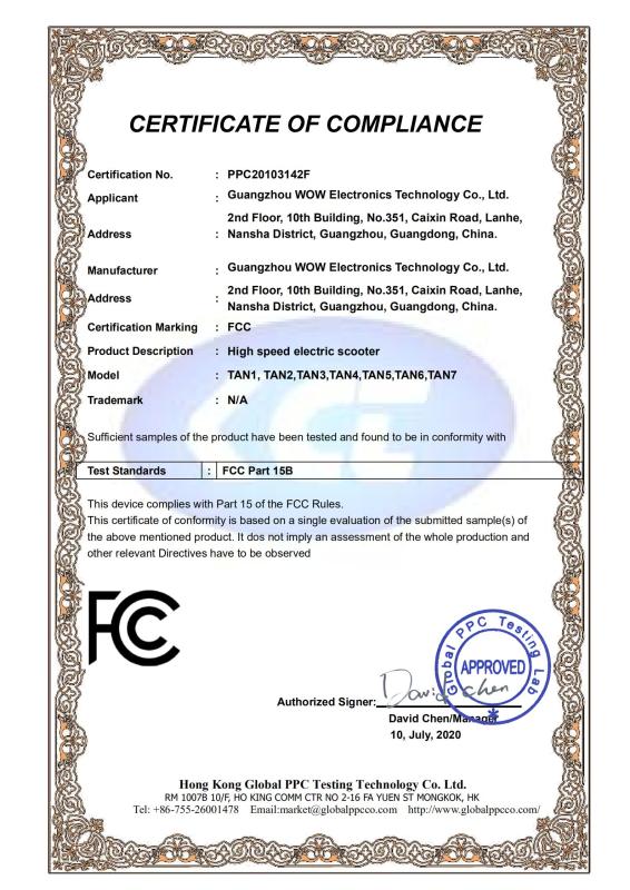 FCC - Guangzhou Wow Electronics Technology Co., Ltd.