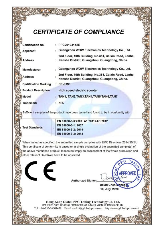 CE - Guangzhou Wow Electronics Technology Co., Ltd.