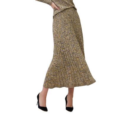 China Winter plus size autumn 18GG fashionable granite texture seamless combed cotton knitted a-line woman sweater maxi skirt for sale