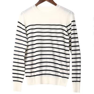 China 2021 Spring Autumn Fashion Stripe O Neck Knitwear Women's Sweater Sweater Casual Anti-Wrinkle Long Sleeve Woolen Sweater Long for sale