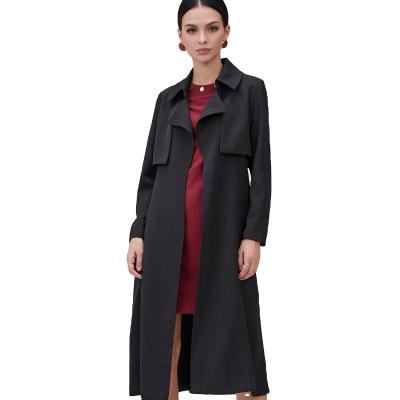 China Factory Wholesale Breathable Women Ditch Coat Sailor Neck Lapel Classic Waist Belted Jacket Coat for sale