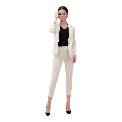 China Anti-Wrinkle Waist Quality 100% Canvas Women Blazer Fits Classics Slim Fit Blazer Office Ladies Blazer for sale