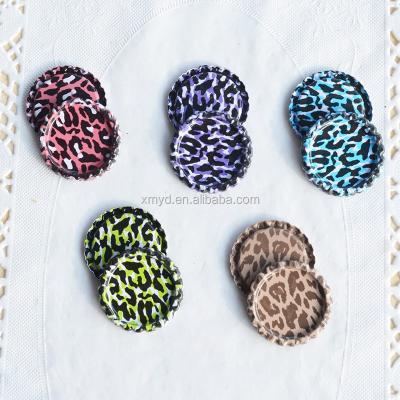 China Wholesale Non-Toxic Leopard Printed Beer Bottle Caps For Crafts Bilateral Flat Colored Caps For Jewelry Making for sale