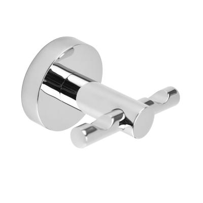 China Hot Stocked Bathroom Hardware Bath Accessory Polished Chrome Wall Mounted Double Towel Hook for sale