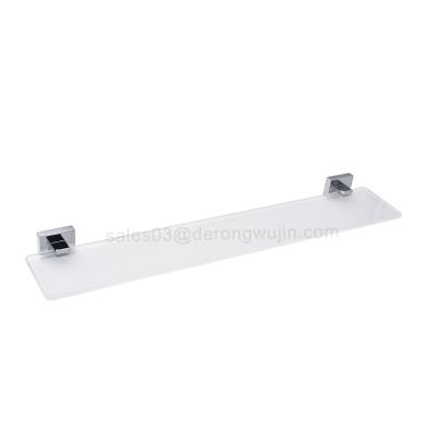 China Wall Mounted Type No Drill Wall Mount Bathroom Shelf Glass Vanity Shelf Frosted Glass for sale