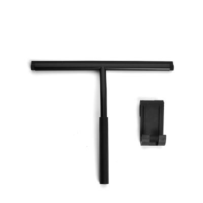 China Bathroom Hot Selling Black Stainless Steel Window Squeegee Shower Squeegee Silicone Stocked Cleaning Wiper for sale