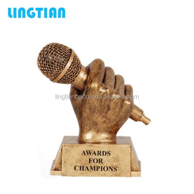 China Custom Funny China LINGTIAN Music Trophies Metal Singing Trophy for sale