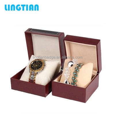 China LINGTIAN Logo Wholesale Wooden Watch Box Recyclable Various Sizes OEM Custom Made With Pillow for sale