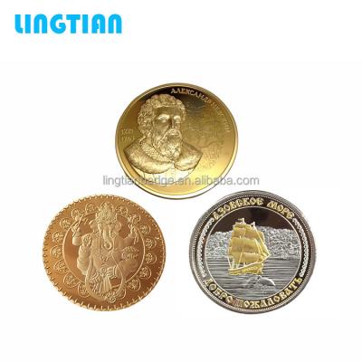 China Cheap Custom Wholesale Fake Europe LINGTIAN Old Gold Gold Plated Challenge Coin for sale