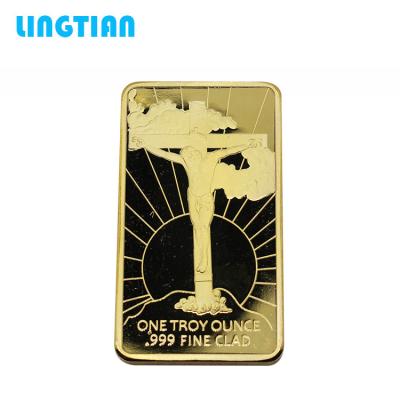 China Germany One Troy Ounce .999 Jesus Art Bullion Bar Fine Gold Plated for sale