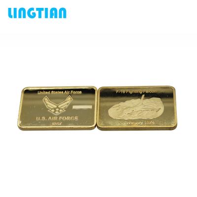 China US Air Force F-16 Hawk Gold Bars Fighting Gold Bullion February 1974 for sale