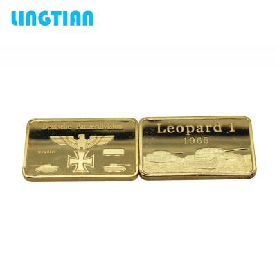 China Europe Deutsche Panzerdivision 999 Gold Bullion Bar 999 German Eagle Replica 1965 Leopard I Gold Bar for sale