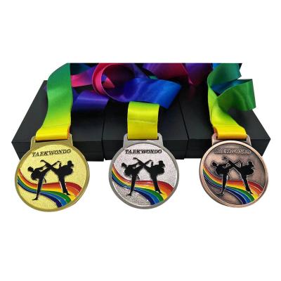 China China Custom Gold Silver Copper Taekwondo Sport Medals With Colored Ribbon for sale