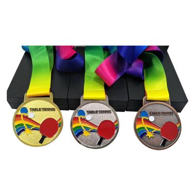 China Wholesale China Gold-Silver-Copper Metal Table Tennis Medal With Ribbon for sale