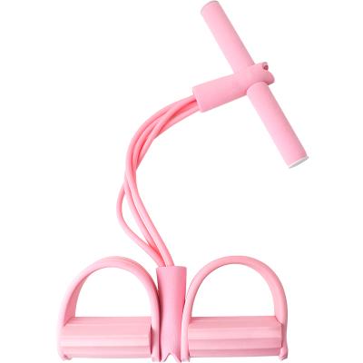 China Eco-friendly Latex 4 Tubes Resistance Exercise Bands Sports Equipment Home Sit Up Exerciser Foot Pedal Pullers for sale