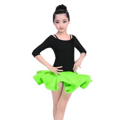 China Breathable Modern Ballroom Boat Neck Girls Latin Dresses for sale