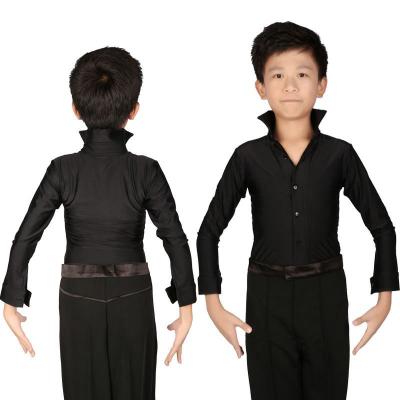 China Breathable Boys Stand Up Collar Dance Wear Latin Dance Shirt for sale