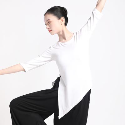 China Modern Dance Women Ballet Yoga Soft Tops Adult Classical Top Side Splits Irregular Loose Modal Shirts for sale