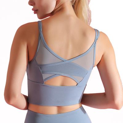 China Breathable Fitness Suit Bra Exercise Sportswear Mesh Sports Women Sexy Yoga Vest for sale