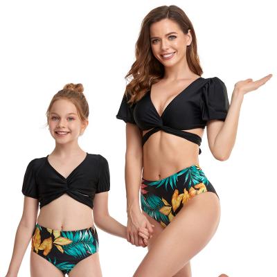 China Anti-UV Swimsuit Family One Piece Thong Little Girl Matching Outfits Bikini Set Fashionable Swimwear for sale