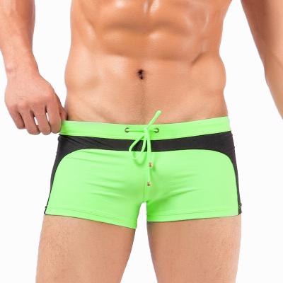 China Wholesale Men's Swimwear Breathable Patchwork Drawstring Nylon Boxer Shorts Swim Trunks for sale