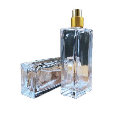 China Gift Wholesale 30ml 50ml 100ml Luxury Clear Empty Square Shaped Spray Glass Perfume Bottle for sale