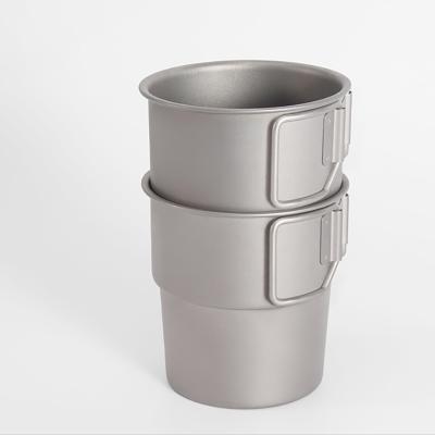 China 300ml Titanium Handle Cup Titanium Folding Cup Good Quality Outdoor Camping Cup Ultralight Camping Mug for sale