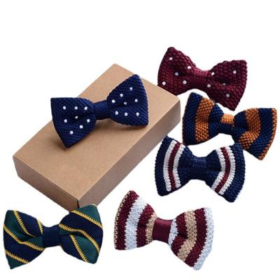 China Factory Direct Hot Selling Men's Knit Dobby Pre-tied Low MOQ Bow Tie Adjustable Knitted Bow Tie for sale