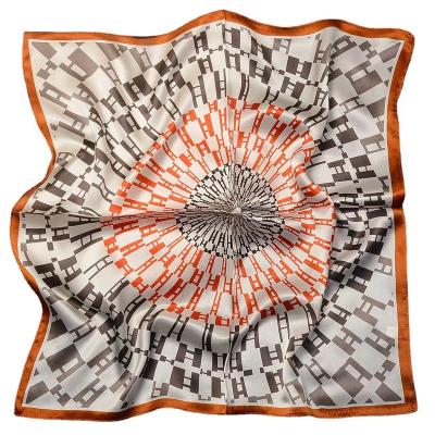 China 2023 Soft Smooth Popular Print Silk Feeling Hijab Hair Hand Wrist Neckerchief Shawl Wrap Shawl Spring Scarf Square Soft Feeling Female Bandana for sale