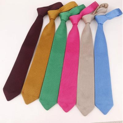 China 100% Polyester Solid Color Uniform Or School Knitted Skinny Tie China Factory 100 Polyester Cheap Knitting Ties For Men for sale