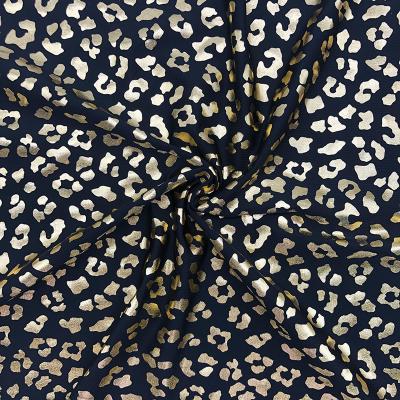 China Gold Sustainable Leopard For Hologram Spandex Foil Printed Stretch Fabric For Swimwear Costume Wear for sale