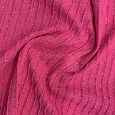 China High Durable Elastic Soft 86%Nylon 5%Silver 9%Spandex Rose Red Wavy Fabric For Swimwear for sale