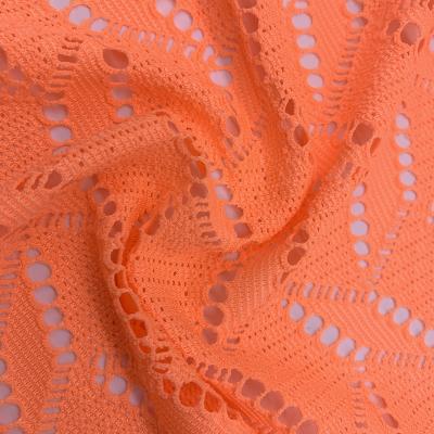 China Gold Sustainable Selling Customized Color 90%polyester 10%spandex hollowed-out jacquard fabric for swimwear for sale