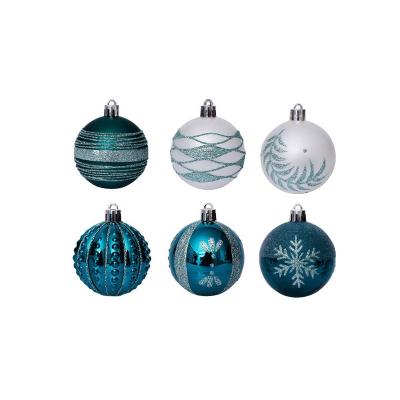 China Party Amazon Factory Customized Flame Retardant Plastic Ball Ornaments 6 Cm White And Green Xmas Christmas Tree Decoration Shiny Ball for sale