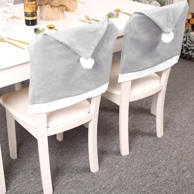 China Home Decor Gray Christmas Chair Cover Silver Christmas Dining Room Table Decor Christmas Banquet Kitchen Decor for sale