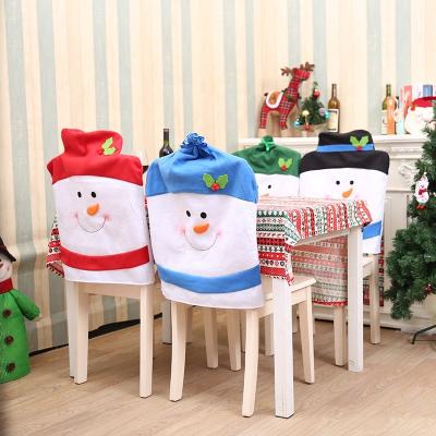 China Santa Claus Snowman Design Chair Back Made Professional Simple Covers Christmas Decorative for sale