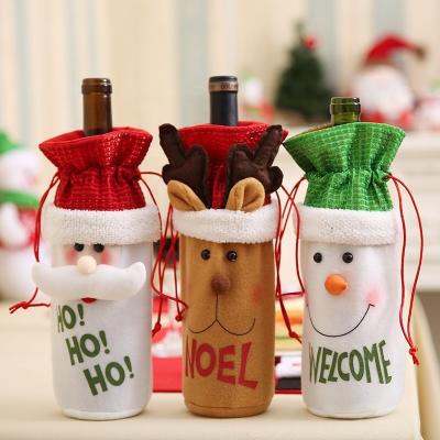 Китай Indoor Santa Claus Drawstring Pouch Xmas Wine Christmas Decorations Reindeer Snowman Gift Bags Christmas Wine Bottle Cover продается