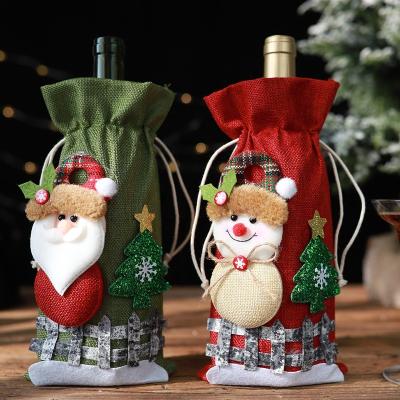 Китай Christmas Ornaments Christmas Decorations Reindeer Snowman Bear Santa Claus Drawstring Pouch Red Xmas Indoor Wine Gift Bags Christmas Wine Bottle Cover продается