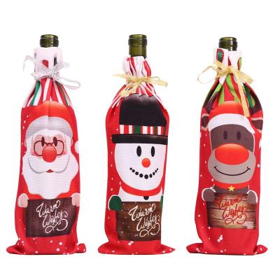 China Christmas Home Decor In Christmas Decorations Santa Claus Snowman Reindeer Christmas Wine Bottle Running Cover for sale