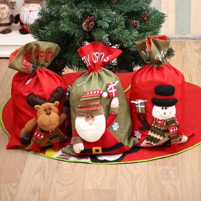 Китай Christmas Home Decor In Running Christmas Decorations Reindee Santa Claus Drawstring Pouch Red Xmas Christmas Gift Bags продается