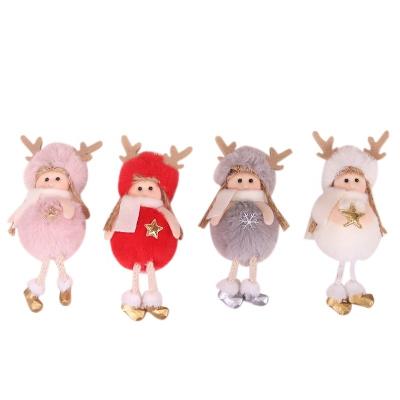 China Christmas Tree Ornaments Angel Girl Doll Pendant Christmas Tree Hanging Decoration Reindeer Plush Christmas Tree Ornament Pendant Angel Doll for sale