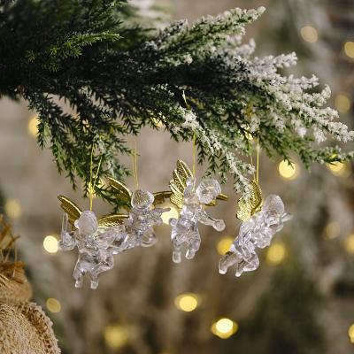 China Hotel Christmas Decoration Dolls Kids Christmas Gift Toy Clear Christmas Tree Ornaments Hand Painted Plastic Angels for sale