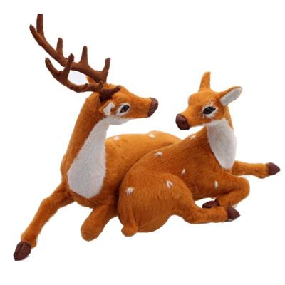 China 30cm Sika Milu Artificial Indoor Home Decoration Table Gift Christmas Deer Christmas Simulation Elk Elk Animated Christmas Plush Lying Reindeer for sale