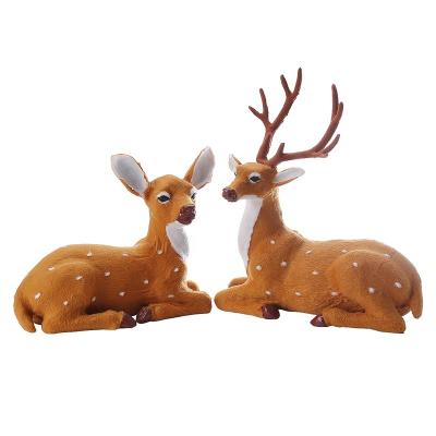 China Christmas Artificial Deer Christmas Table Decoration Indoor Home Gift 30cm Male-Female Deer Simulation Artificial Moose Animated Christmas Plush Lying Reindeer for sale