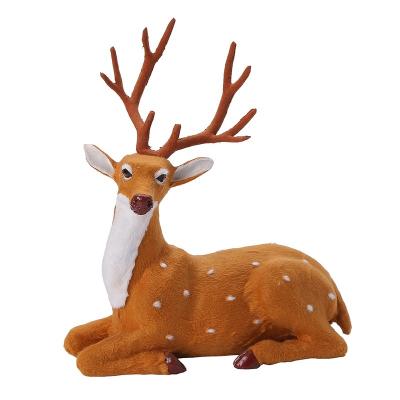 China Christmas Artificial Deer Christmas Table Decoration Indoor Home Gift 30cm Male Deer Simulation Artificial Moose Animated Christmas Plush Lying Reindeer for sale