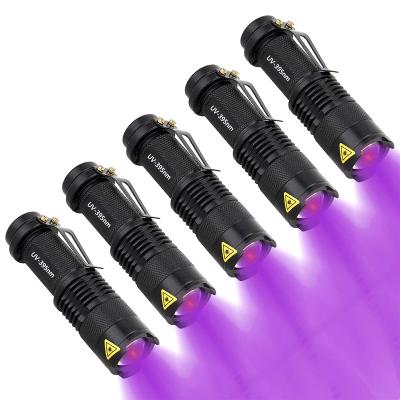 China Mini Led Semen Detection Scorpion Light 395nm Fingerprint Pet Urine Detector Resin Flashlight Aluminum UV Black Taschenlampe for sale